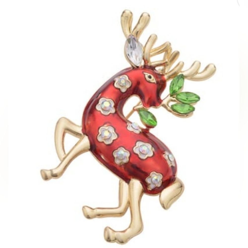 Crystal Reindeer Brooch